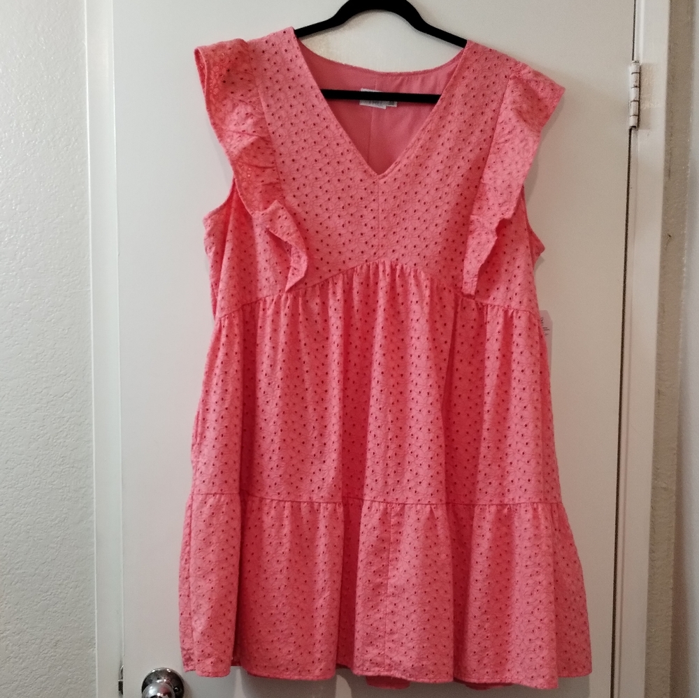 Time and Tru Peach Eyelet Embroidery Sleeveless Dress Size XXL ( 20 ) nwt